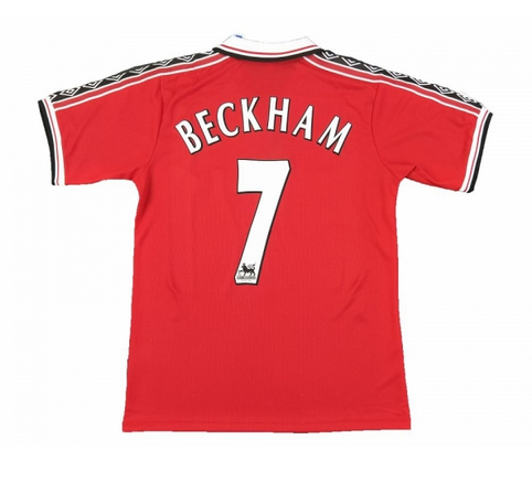 1998-1999 Manchester United Retro #7 Beckham Home Kit Soccer Jersey